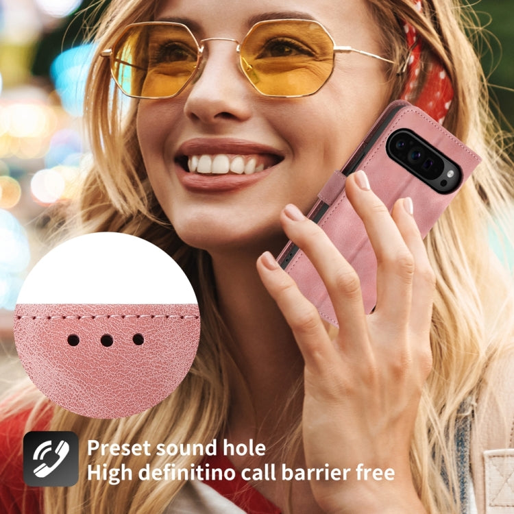 For Google Pixel 9 Pro Skin-feel Flowers Embossed Wallet Leather Phone Case(Pink) - Google Cases by PMC TechLife | Online Shopping South Africa | PMC TechLife | Buy Now Pay Later Mobicred