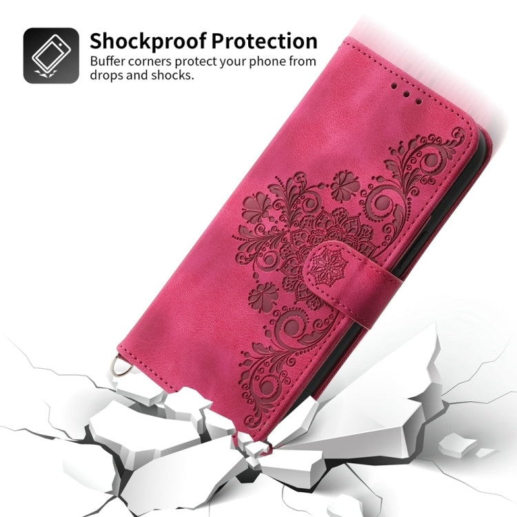 For Google Pixel 9 Pro Skin-feel Flowers Embossed Wallet Leather Phone Case(Wine Red) - Google Cases by PMC TechLife | Online Shopping South Africa | PMC TechLife | Buy Now Pay Later Mobicred