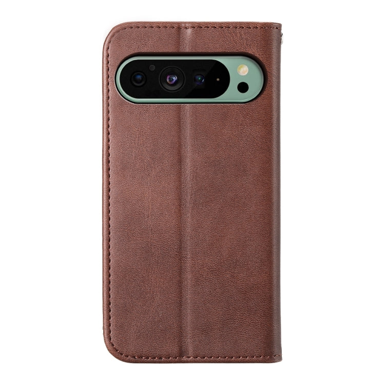 For Google Pixel 9 Cubic Grid Calf Texture Magnetic Leather Phone Case(Brown) - Google Cases by PMC TechLife | Online Shopping South Africa | PMC TechLife | Buy Now Pay Later Mobicred