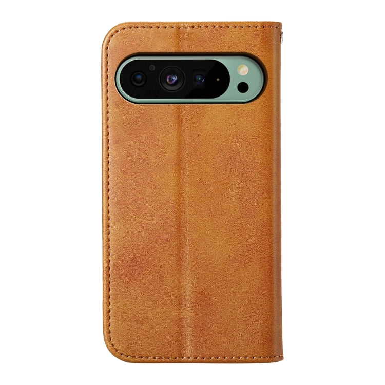 For Google Pixel 9 Cubic Grid Calf Texture Magnetic Leather Phone Case(Yellow) - Google Cases by PMC TechLife | Online Shopping South Africa | PMC TechLife | Buy Now Pay Later Mobicred