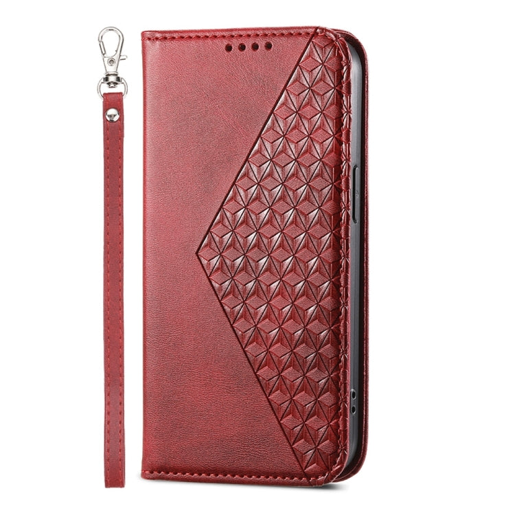 For Google Pixel 9 Pro Cubic Grid Calf Texture Magnetic Leather Phone Case(Red) - Google Cases by PMC TechLife | Online Shopping South Africa | PMC TechLife | Buy Now Pay Later Mobicred