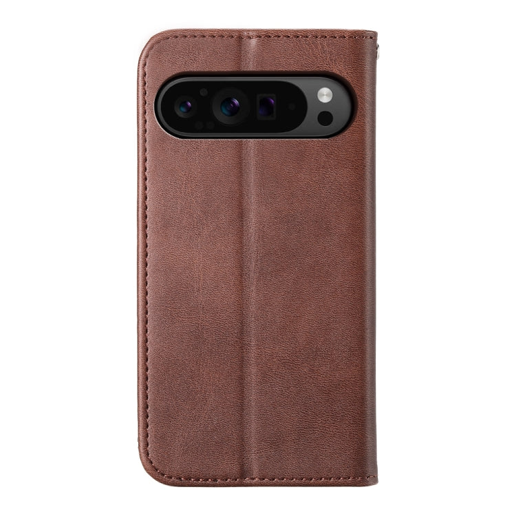For Google Pixel 9 Pro Cubic Grid Calf Texture Magnetic Leather Phone Case(Brown) - Google Cases by PMC TechLife | Online Shopping South Africa | PMC TechLife | Buy Now Pay Later Mobicred