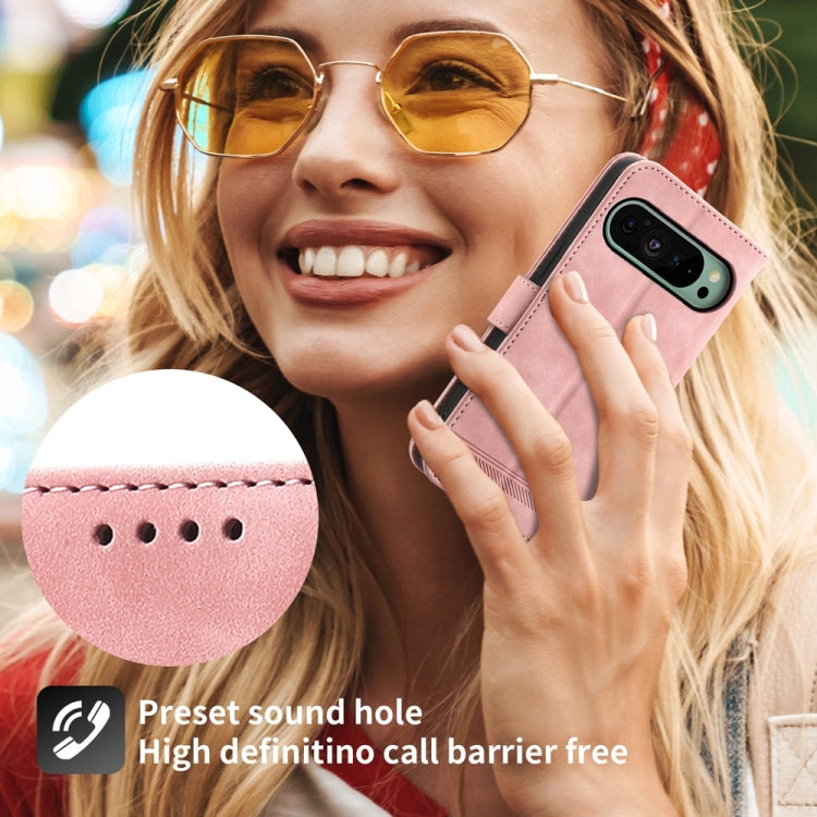 For Google Pixel 9 Dierfeng Dream Line TPU + PU Leather Phone Case(Pink) - Google Cases by PMC TechLife | Online Shopping South Africa | PMC TechLife | Buy Now Pay Later Mobicred