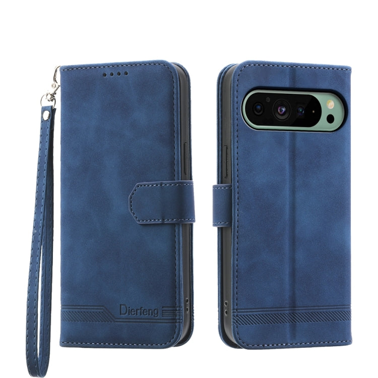 For Google Pixel 9 Dierfeng Dream Line TPU + PU Leather Phone Case(Blue) - Google Cases by PMC TechLife | Online Shopping South Africa | PMC TechLife | Buy Now Pay Later Mobicred