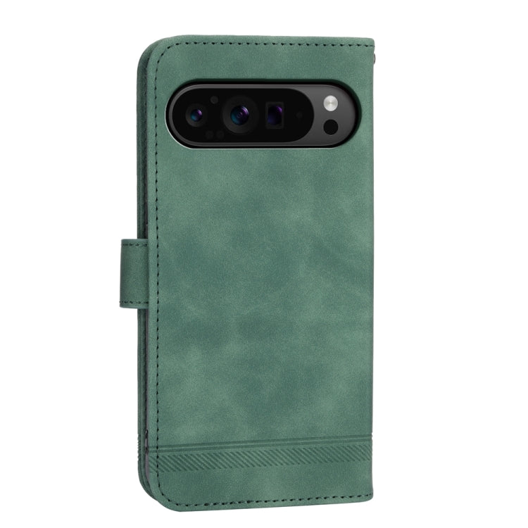 For Google Pixel 9 Pro Dierfeng Dream Line TPU + PU Leather Phone Case(Green) - Google Cases by PMC TechLife | Online Shopping South Africa | PMC TechLife | Buy Now Pay Later Mobicred
