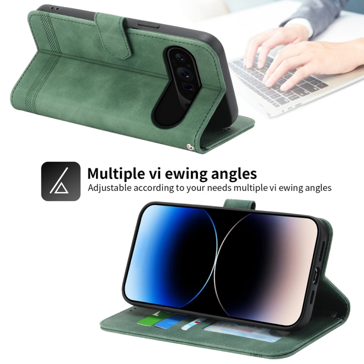 For Google Pixel 9 Pro Dierfeng Dream Line TPU + PU Leather Phone Case(Green) - Google Cases by PMC TechLife | Online Shopping South Africa | PMC TechLife | Buy Now Pay Later Mobicred