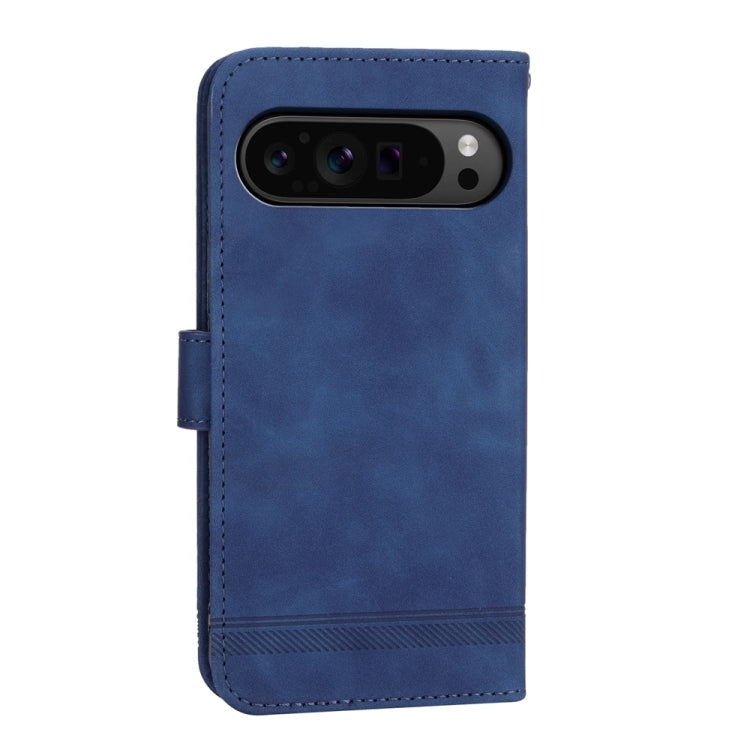 For Google Pixel 9 Pro Dierfeng Dream Line TPU + PU Leather Phone Case(Blue) - Google Cases by PMC TechLife | Online Shopping South Africa | PMC TechLife | Buy Now Pay Later Mobicred