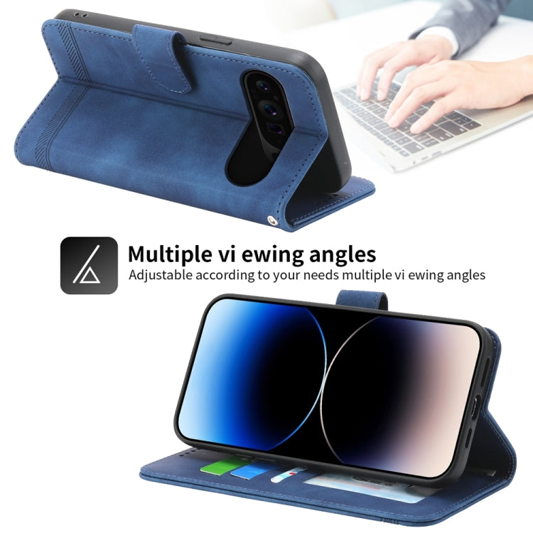 For Google Pixel 9 Pro Dierfeng Dream Line TPU + PU Leather Phone Case(Blue) - Google Cases by PMC TechLife | Online Shopping South Africa | PMC TechLife | Buy Now Pay Later Mobicred