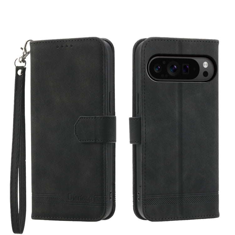 For Google Pixel 9 Pro Dierfeng Dream Line TPU + PU Leather Phone Case(Black) - Google Cases by PMC TechLife | Online Shopping South Africa | PMC TechLife | Buy Now Pay Later Mobicred