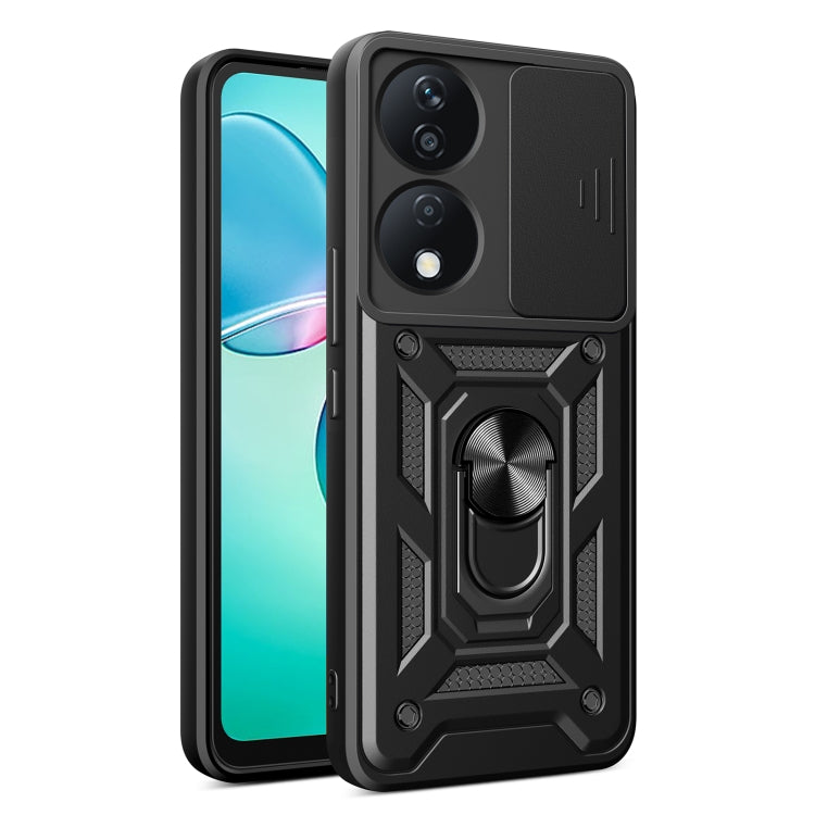 For Honor X7b Sliding Camera Cover Design TPU+PC Phone Case(Black) - Honor Cases by PMC TechLife | Online Shopping South Africa | PMC TechLife | Buy Now Pay Later Mobicred