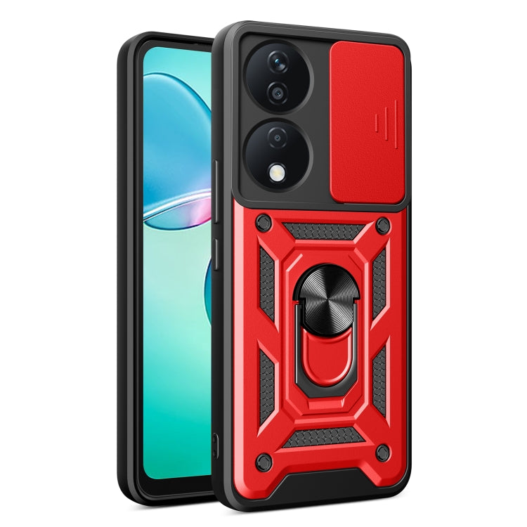 For Honor X7b Sliding Camera Cover Design TPU+PC Phone Case(Red) - Honor Cases by PMC TechLife | Online Shopping South Africa | PMC TechLife | Buy Now Pay Later Mobicred