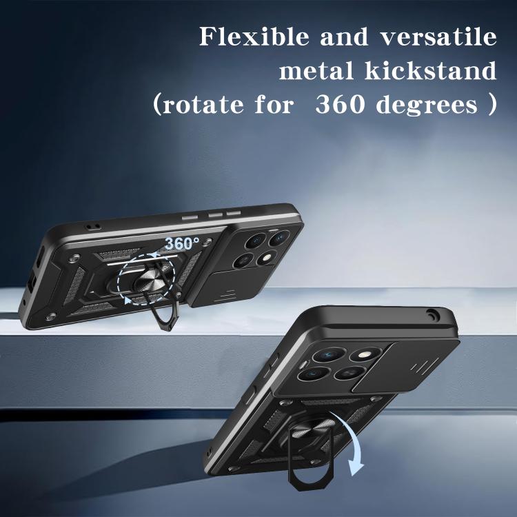 For Honor X8c 4G Sliding Camera Cover Design TPU+PC Phone Case(Black) - free shipping - PMC TechLife - Order now!