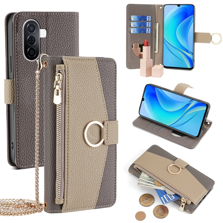 For Huawei nova Y70 Plus / Y70 4G Crossbody Litchi Texture Leather Phone Case(Grey) - Huawei Cases by PMC TechLife | Online Shopping South Africa | PMC TechLife | Buy Now Pay Later Mobicred