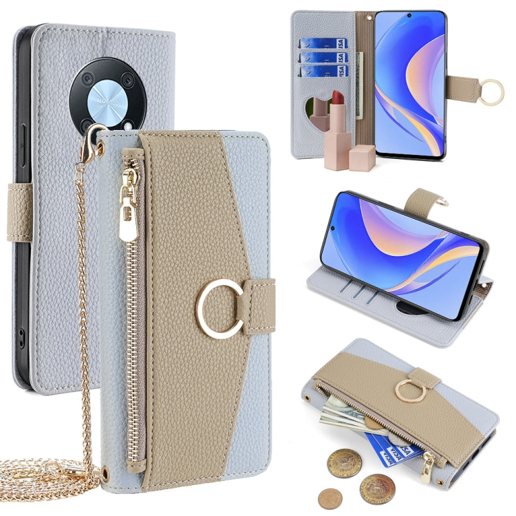 For Huawei nova Y90 4G Crossbody Litchi Texture Leather Phone Case(Blue) - Huawei Cases by PMC TechLife | Online Shopping South Africa | PMC TechLife | Buy Now Pay Later Mobicred