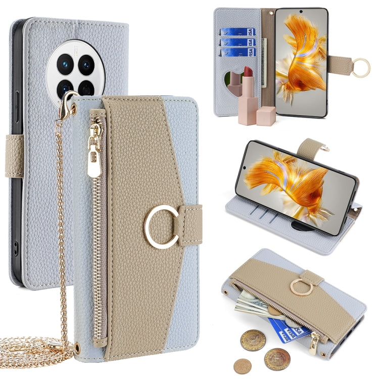 For Huawei Mate 50 Crossbody Litchi Texture Leather Phone Case(Blue) - Huawei Cases by PMC TechLife | Online Shopping South Africa | PMC TechLife | Buy Now Pay Later Mobicred