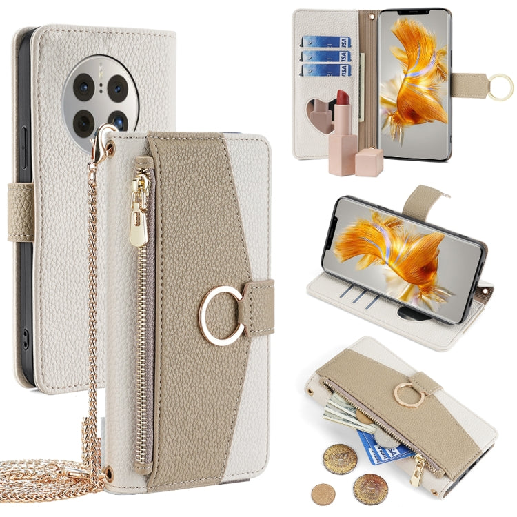 For Huawei Mate 50 Pro Crossbody Litchi Texture Leather Phone Case(White) - Huawei Cases by PMC TechLife | Online Shopping South Africa | PMC TechLife | Buy Now Pay Later Mobicred