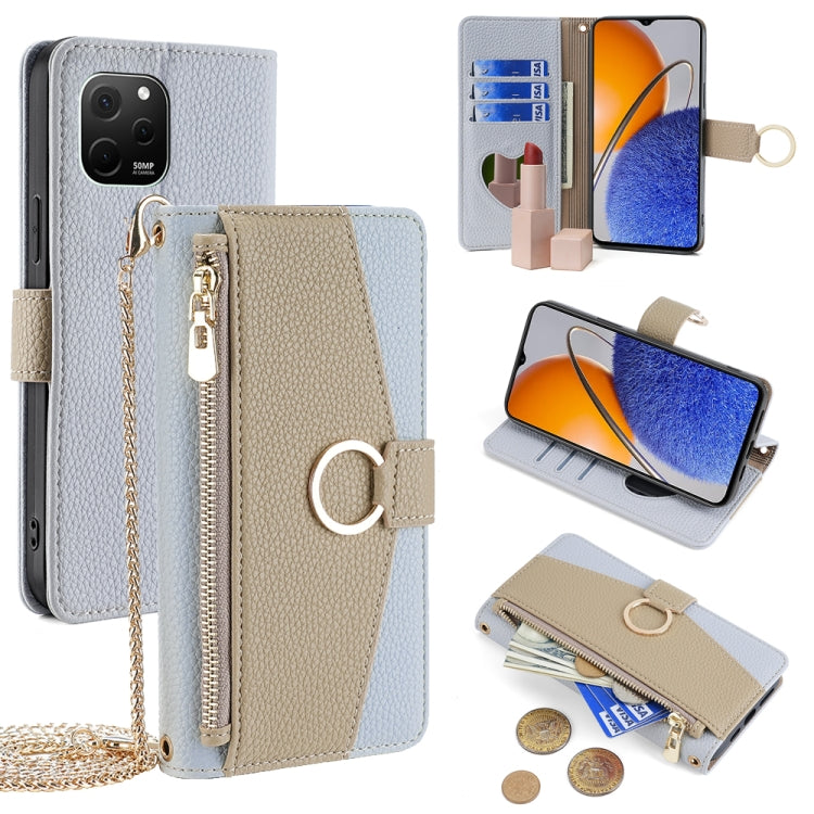 For Huawei nova Y61 Crossbody Litchi Texture Leather Phone Case(Blue) - Huawei Cases by PMC TechLife | Online Shopping South Africa | PMC TechLife | Buy Now Pay Later Mobicred