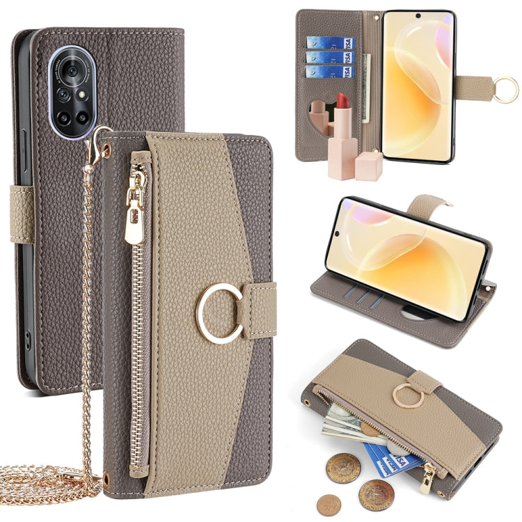 For Huawei nova 8 Crossbody Litchi Texture Leather Phone Case(Grey) - Huawei Cases by PMC TechLife | Online Shopping South Africa | PMC TechLife | Buy Now Pay Later Mobicred