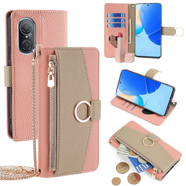For Huawei nova 9 SE 4G Crossbody Litchi Texture Leather Phone Case(Pink) - Huawei Cases by PMC TechLife | Online Shopping South Africa | PMC TechLife | Buy Now Pay Later Mobicred