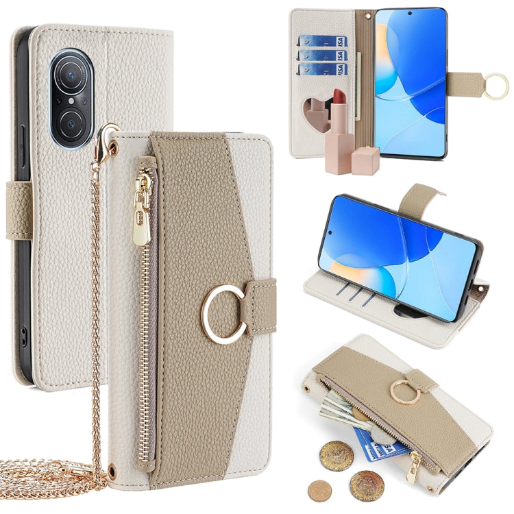 For Huawei nova 9 SE 4G Crossbody Litchi Texture Leather Phone Case(White) - Huawei Cases by PMC TechLife | Online Shopping South Africa | PMC TechLife | Buy Now Pay Later Mobicred