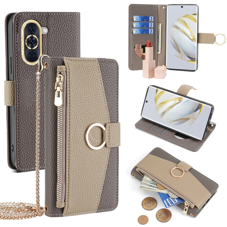 For Huawei nova 10 Crossbody Litchi Texture Leather Phone Case(Grey) - Huawei Cases by PMC TechLife | Online Shopping South Africa | PMC TechLife | Buy Now Pay Later Mobicred
