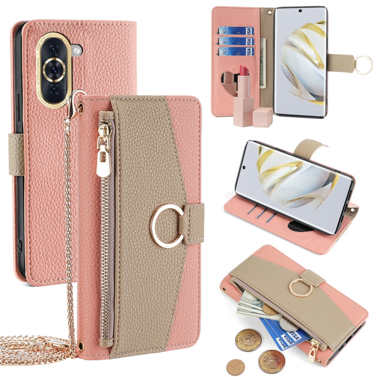 For Huawei nova 10 Crossbody Litchi Texture Leather Phone Case(Pink) - Huawei Cases by PMC TechLife | Online Shopping South Africa | PMC TechLife | Buy Now Pay Later Mobicred