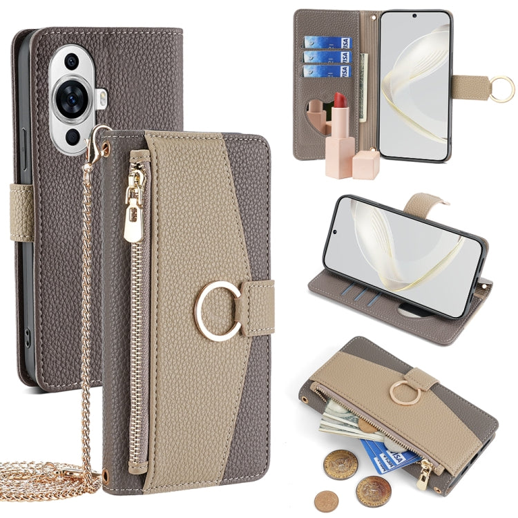 For Huawei nova 11 4G Crossbody Litchi Texture Leather Phone Case(Grey) - Huawei Cases by PMC TechLife | Online Shopping South Africa | PMC TechLife | Buy Now Pay Later Mobicred