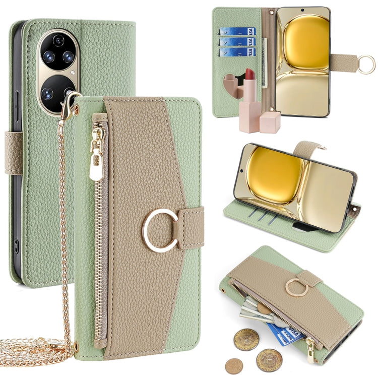 For Huawei P50 Crossbody Litchi Texture Leather Phone Case(Green) - Huawei Cases by PMC TechLife | Online Shopping South Africa | PMC TechLife | Buy Now Pay Later Mobicred