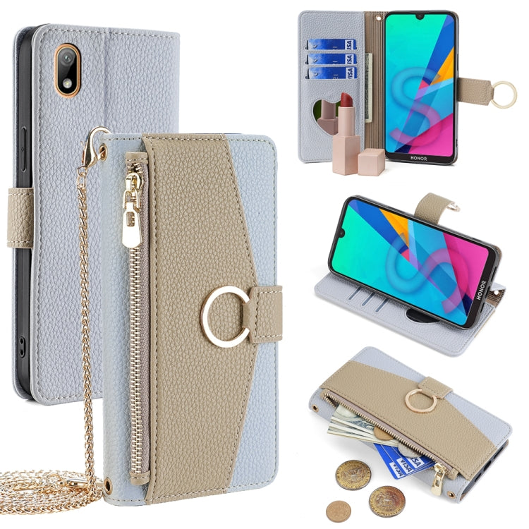 For Huawei Y5 2019 / Honor 8S Crossbody Litchi Texture Leather Phone Case(Blue) - Huawei Cases by PMC TechLife | Online Shopping South Africa | PMC TechLife | Buy Now Pay Later Mobicred