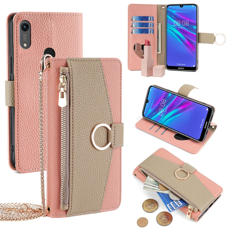 For Huawei Y6 2019 / Y6s 2019 Crossbody Litchi Texture Leather Phone Case(Pink) - Huawei Cases by PMC TechLife | Online Shopping South Africa | PMC TechLife | Buy Now Pay Later Mobicred