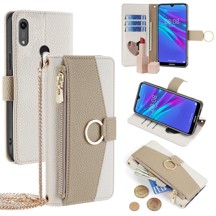 For Huawei Y6 2019 / Y6s 2019 Crossbody Litchi Texture Leather Phone Case(White) - Huawei Cases by PMC TechLife | Online Shopping South Africa | PMC TechLife | Buy Now Pay Later Mobicred