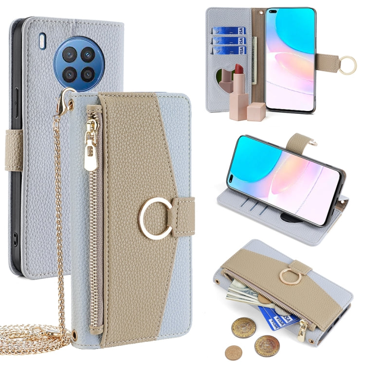 For Huawei nova 8i Crossbody Litchi Texture Leather Phone Case(Blue) - Huawei Cases by PMC TechLife | Online Shopping South Africa | PMC TechLife | Buy Now Pay Later Mobicred