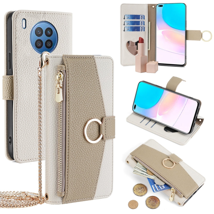 For Huawei nova 8i Crossbody Litchi Texture Leather Phone Case(White) - Huawei Cases by PMC TechLife | Online Shopping South Africa | PMC TechLife | Buy Now Pay Later Mobicred