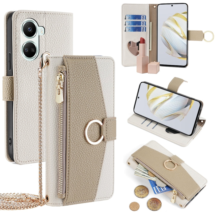For Huawei nova 10 SE Crossbody Litchi Texture Leather Phone Case(White) - Huawei Cases by PMC TechLife | Online Shopping South Africa | PMC TechLife | Buy Now Pay Later Mobicred