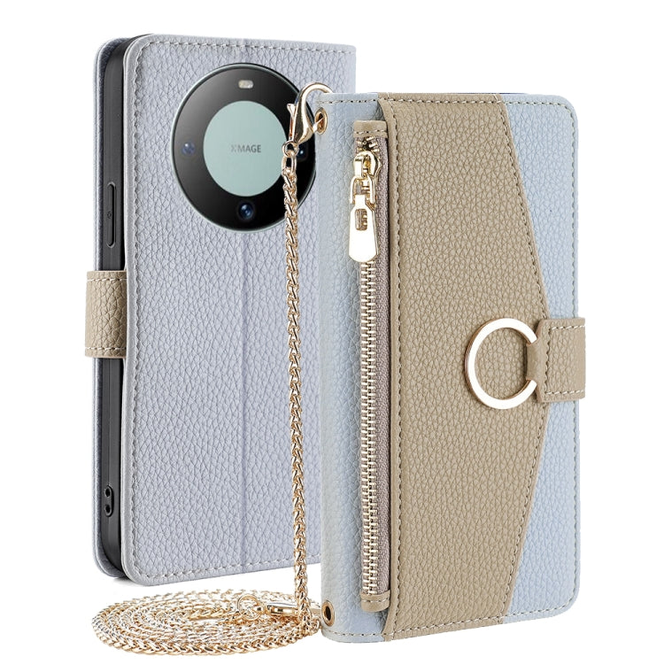 For Huawei Mate 60 Crossbody Litchi Texture Leather Phone Case(Blue) - Huawei Cases by PMC TechLife | Online Shopping South Africa | PMC TechLife | Buy Now Pay Later Mobicred