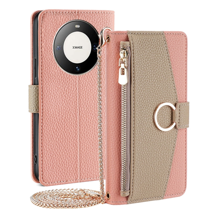 For Huawei Mate 60 Pro / Mate 60 Pro+ Crossbody Litchi Texture Leather Phone Case(Pink) - Huawei Cases by PMC TechLife | Online Shopping South Africa | PMC TechLife | Buy Now Pay Later Mobicred