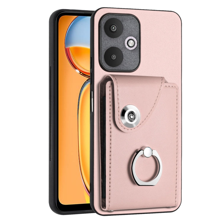 For Xiaomi Redmi 13C 5G / Redmi 13R Organ Card Bag Ring Holder PU Phone Case(Pink) - 13C Cases by PMC TechLife | Online Shopping South Africa | PMC TechLife | Buy Now Pay Later Mobicred