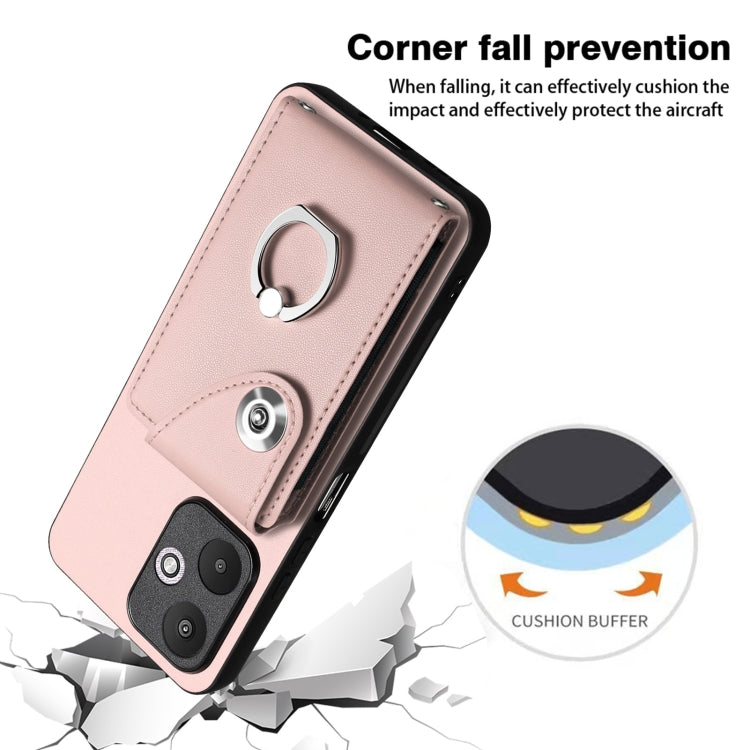 For Xiaomi Redmi 13C 5G / Redmi 13R Organ Card Bag Ring Holder PU Phone Case(Pink) - 13C Cases by PMC TechLife | Online Shopping South Africa | PMC TechLife | Buy Now Pay Later Mobicred