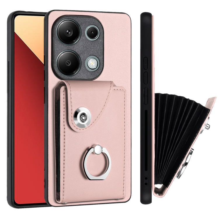For Xiaomi Redmi Note 13 Pro 4G Global Organ Card Bag Ring Holder PU Phone Case(Pink) - Note 13 Pro Cases by PMC TechLife | Online Shopping South Africa | PMC TechLife | Buy Now Pay Later Mobicred
