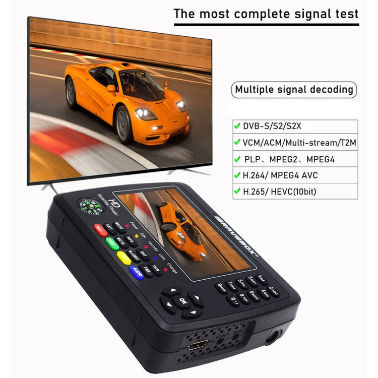 iBRAVEBOX V10 Finder Max 4.3 inch Display Digital Satellite Meter Signal Finder, Support DVB-S/S2/S2X, Plug Type:UK Plug(Black) - Satellite Finder by PMC TechLife | Online Shopping South Africa | PMC TechLife | Buy Now Pay Later Mobicred