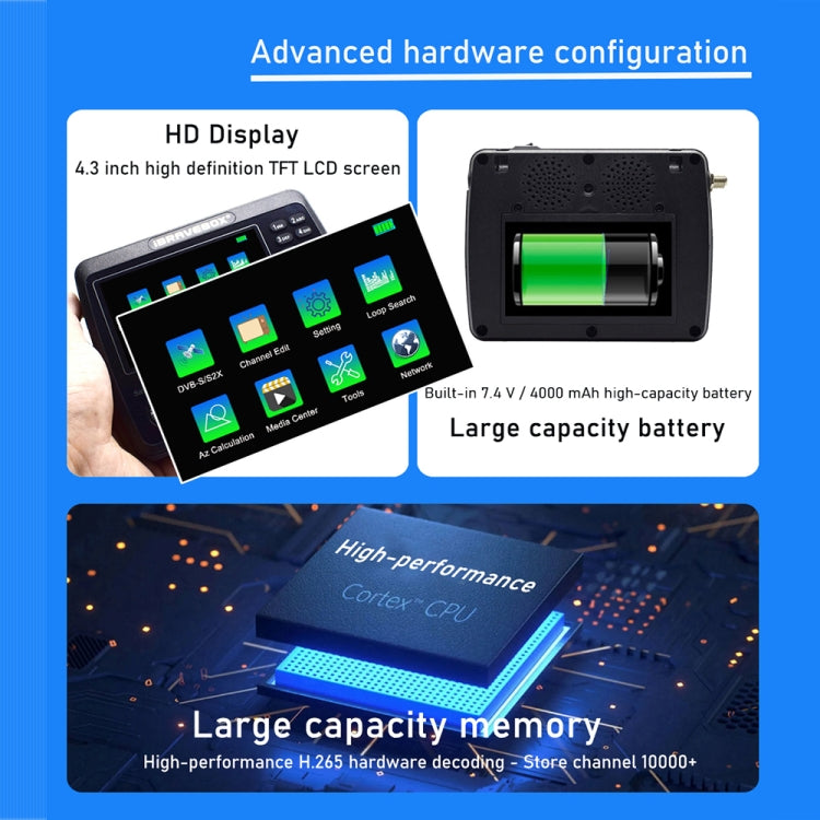 iBRAVEBOX V10 Finder Max 4.3 inch Display Digital Satellite Meter Signal Finder, Support DVB-S/S2/S2X, Plug Type:AU Plug(Black) - Satellite Finder by PMC TechLife | Online Shopping South Africa | PMC TechLife | Buy Now Pay Later Mobicred