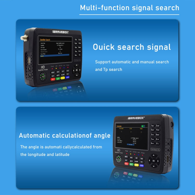 iBRAVEBOX V10 Finder Max 4.3 inch Display Digital Satellite Meter Signal Finder, Support DVB-S/S2/S2X, Plug Type:US Plug(Black) - Satellite Finder by PMC TechLife | Online Shopping South Africa | PMC TechLife | Buy Now Pay Later Mobicred