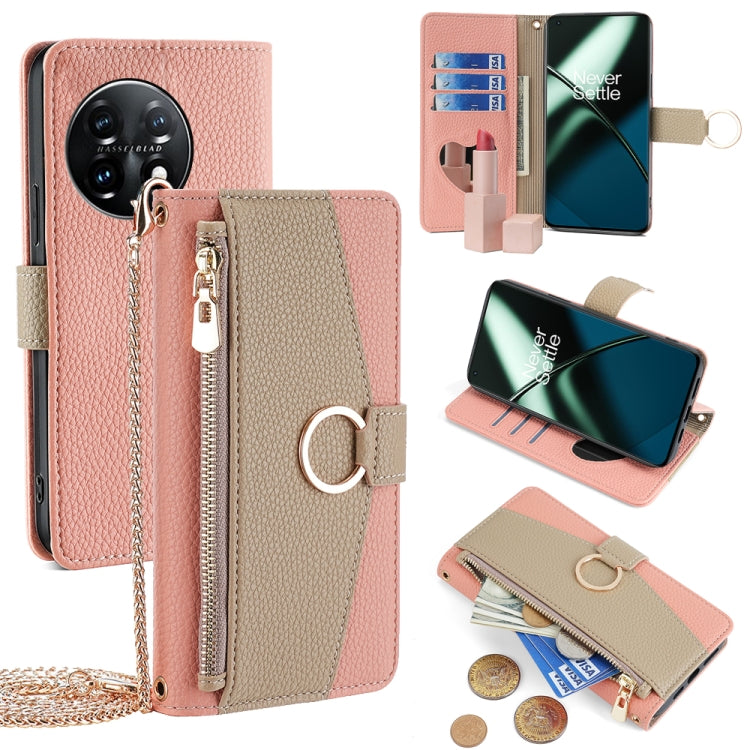 For OnePlus Ace 2 / 11R Crossbody Litchi Texture Leather Phone Case(Pink) - OnePlus Cases by PMC TechLife | Online Shopping South Africa | PMC TechLife | Buy Now Pay Later Mobicred