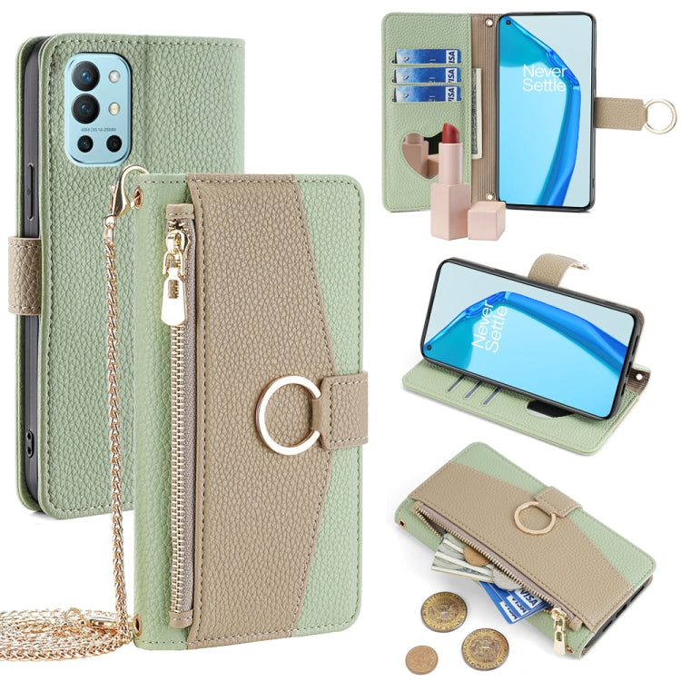 For OnePlus 9R Crossbody Litchi Texture Leather Phone Case(Green) - OnePlus Cases by PMC TechLife | Online Shopping South Africa | PMC TechLife | Buy Now Pay Later Mobicred