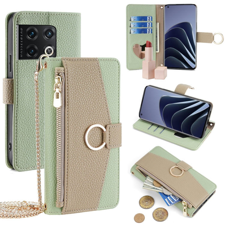 For OnePlus 10 Pro 5G Crossbody Litchi Texture Leather Phone Case(Green) - OnePlus Cases by PMC TechLife | Online Shopping South Africa | PMC TechLife | Buy Now Pay Later Mobicred