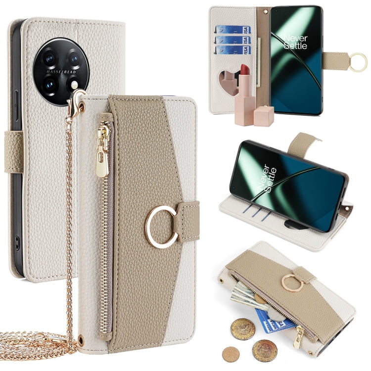 For OnePlus 11 Crossbody Litchi Texture Leather Phone Case(White) - OnePlus Cases by PMC TechLife | Online Shopping South Africa | PMC TechLife | Buy Now Pay Later Mobicred