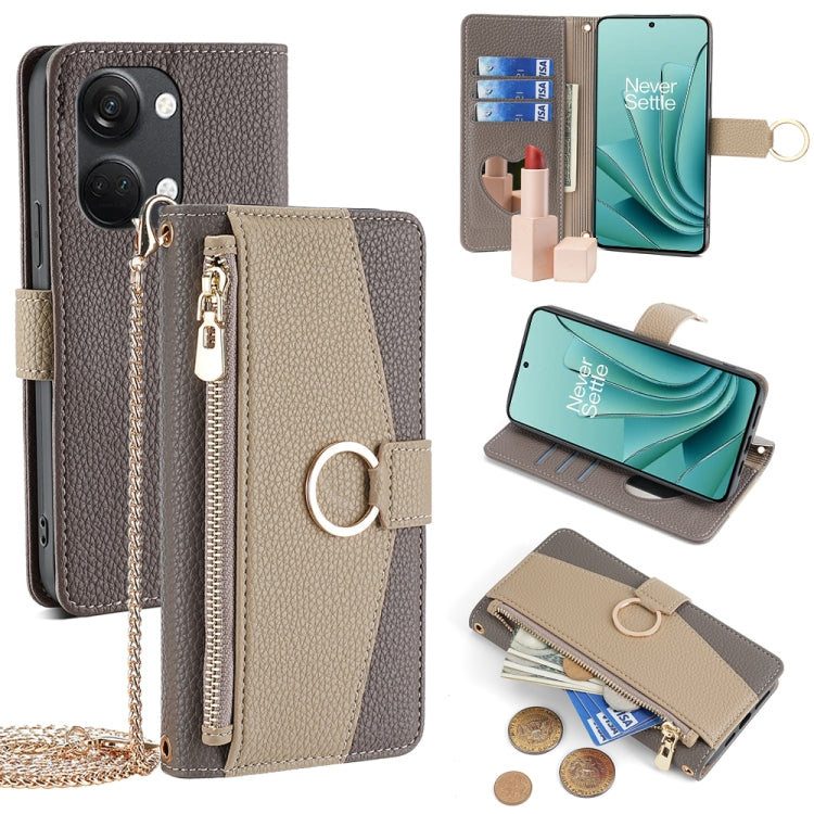 For OnePlus Ace 2V 5G Crossbody Litchi Texture Leather Phone Case(Grey) - free shipping - PMC TechLife - Order now!