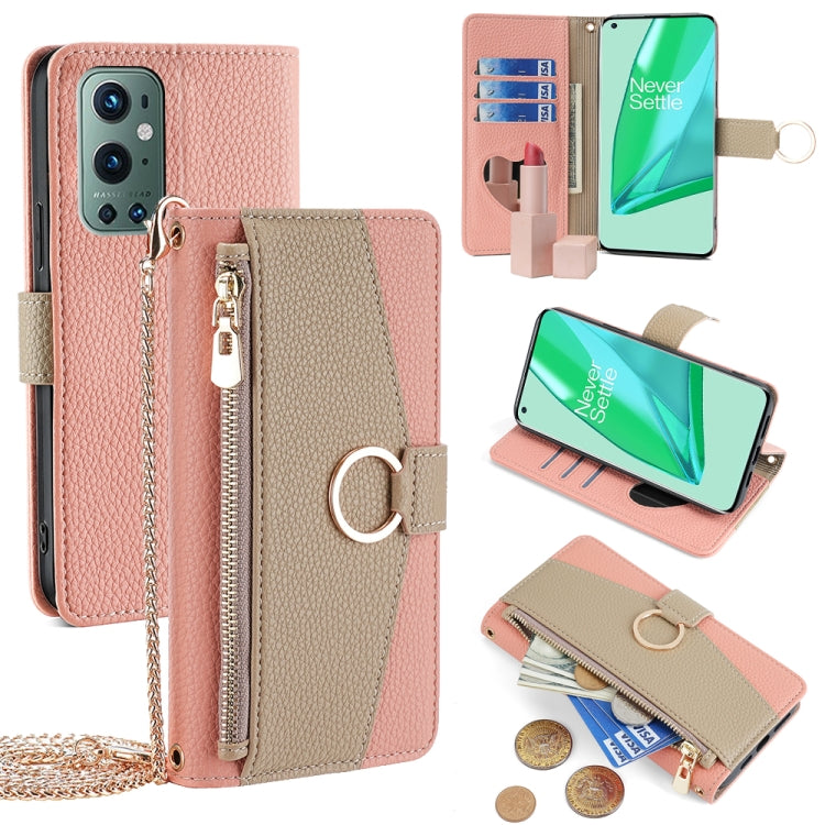 For OnePlus 9 Pro Crossbody Litchi Texture Leather Phone Case(Pink) - OnePlus Cases by PMC TechLife | Online Shopping South Africa | PMC TechLife | Buy Now Pay Later Mobicred