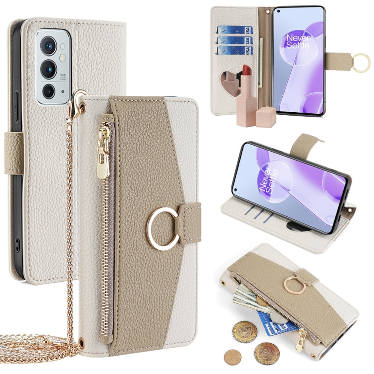 For OnePlus 9RT 5G Crossbody Litchi Texture Leather Phone Case(White) - OnePlus Cases by PMC TechLife | Online Shopping South Africa | PMC TechLife | Buy Now Pay Later Mobicred