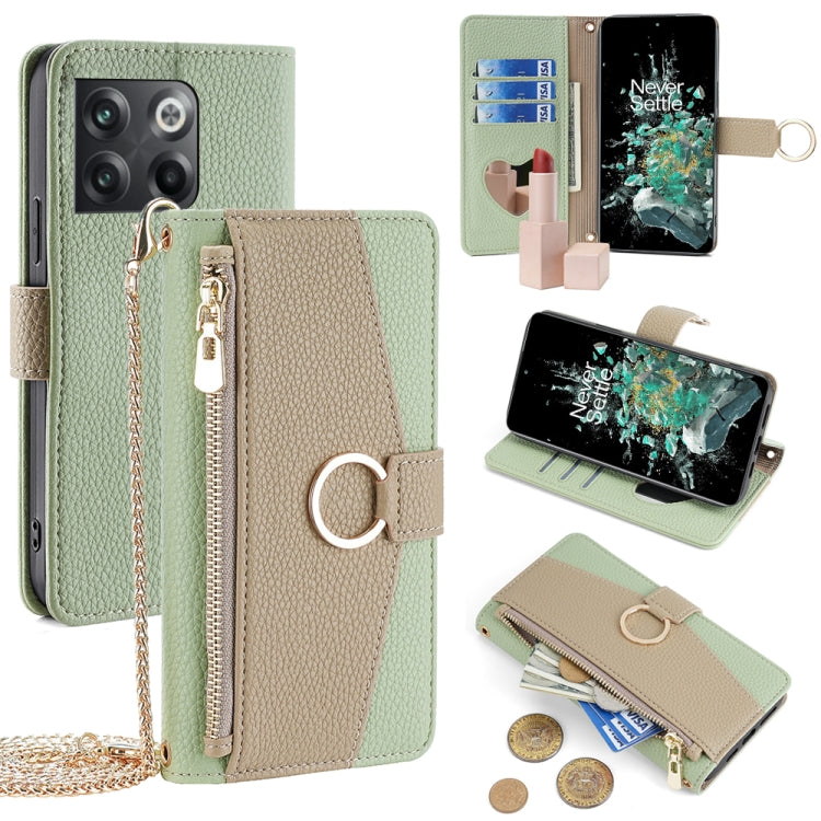 For OnePlus 10T Crossbody Litchi Texture Leather Phone Case(Green) - OnePlus Cases by PMC TechLife | Online Shopping South Africa | PMC TechLife | Buy Now Pay Later Mobicred